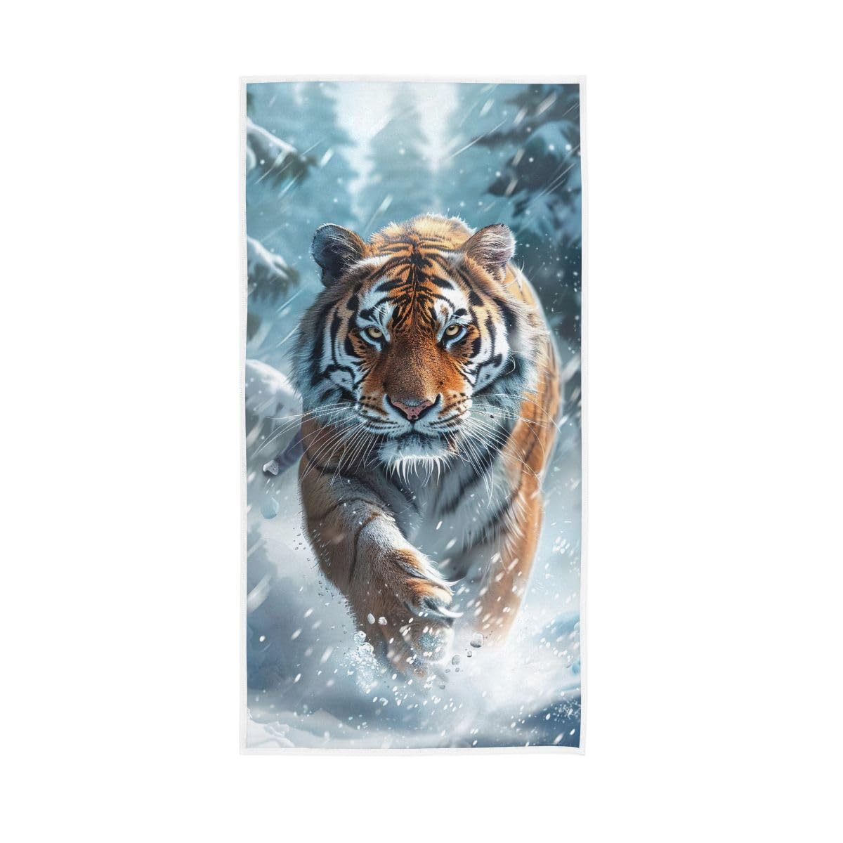 HUYGD Animal Runs Through Snow Hand Towel, Bathroom Towel for Hand, Face, Hair, Yoga, Kitchen, Bath 15 x 30 Inches