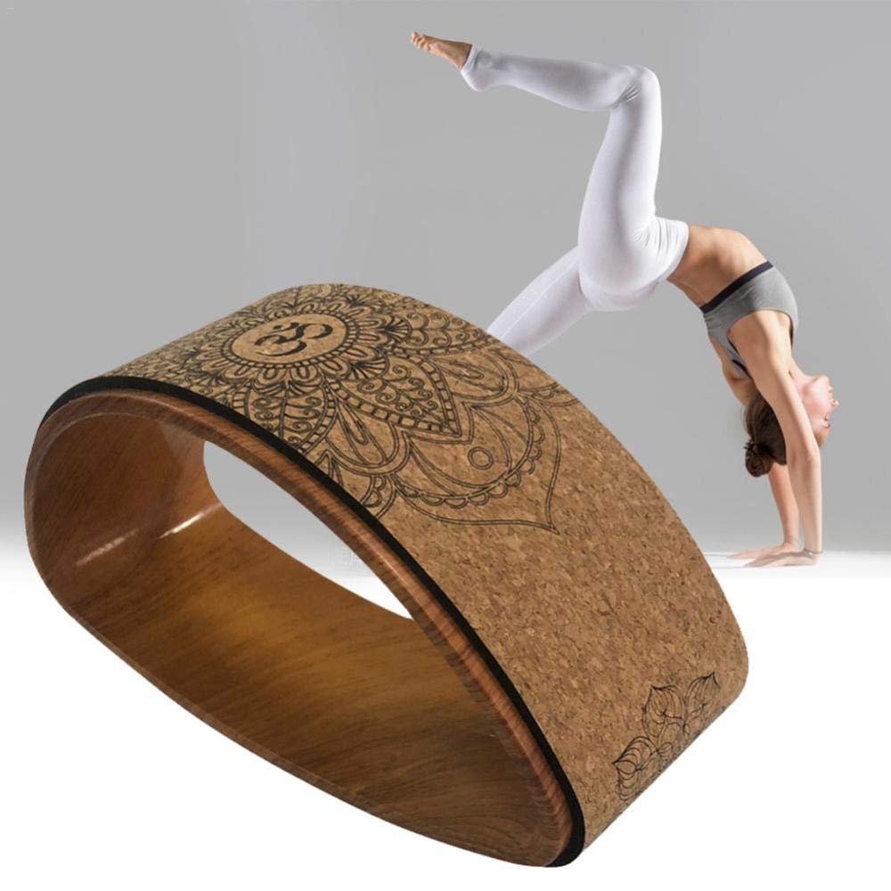 Naturkork-Kreis, Fitness-Pilates-Räder, gebogener Rücken, Stretch-Kork, solides Yoga-Trainingsgerät, Beige,Yoga-Rad