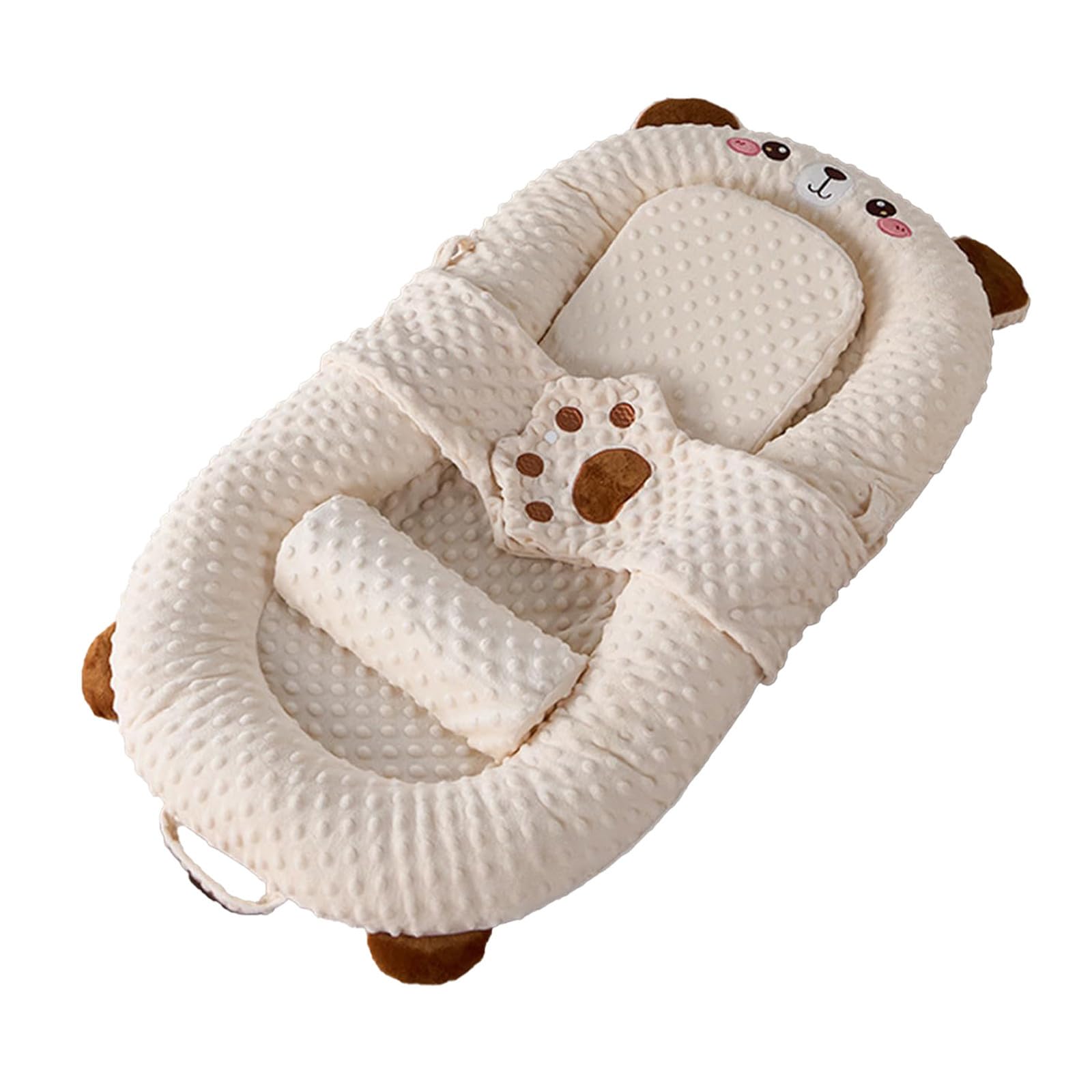 Sdraietta portatile per neonati, cuscino per sputacchiera morbido e confortevole, fodera rimovibile, pieghevole per neonati (Beige, 94X45cm)