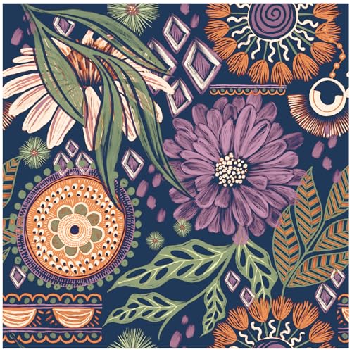 HAOKHOME Peel and Stick Wallpaper Boho Retro Floral Wall Paper