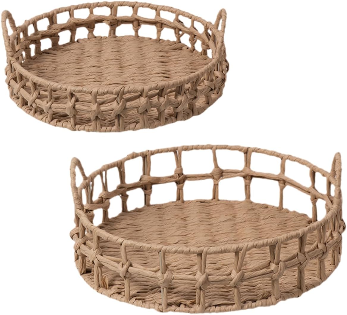 1set Handwoven Woven Storage Basket for Fruits Snacks and Bread Rustic Round Design for Kitchen Counter and Home Decor for Friends and Family