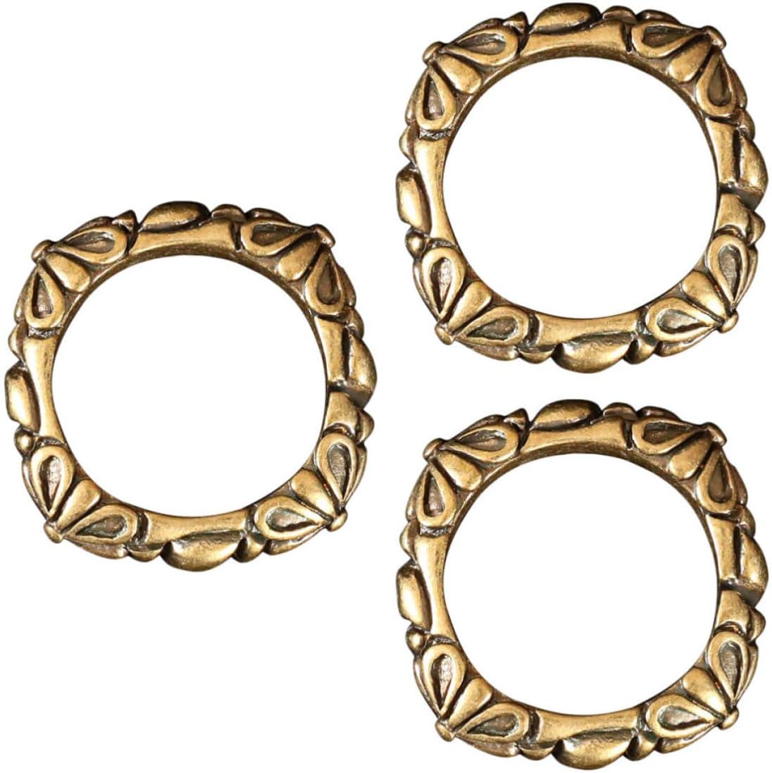 Amosfun Brass Engraved Keychain Pendant 3 Pieces Ring Shape DIY Decor