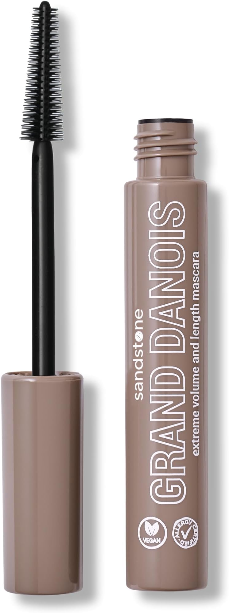 Sandstone Scandinavia Hypoallergenic Mascara for Sensitive Eyes – Black – Smudge-Proof & Sweat-Resistant – Lengthening & Volumizing – Vegan, Fragrance-Free