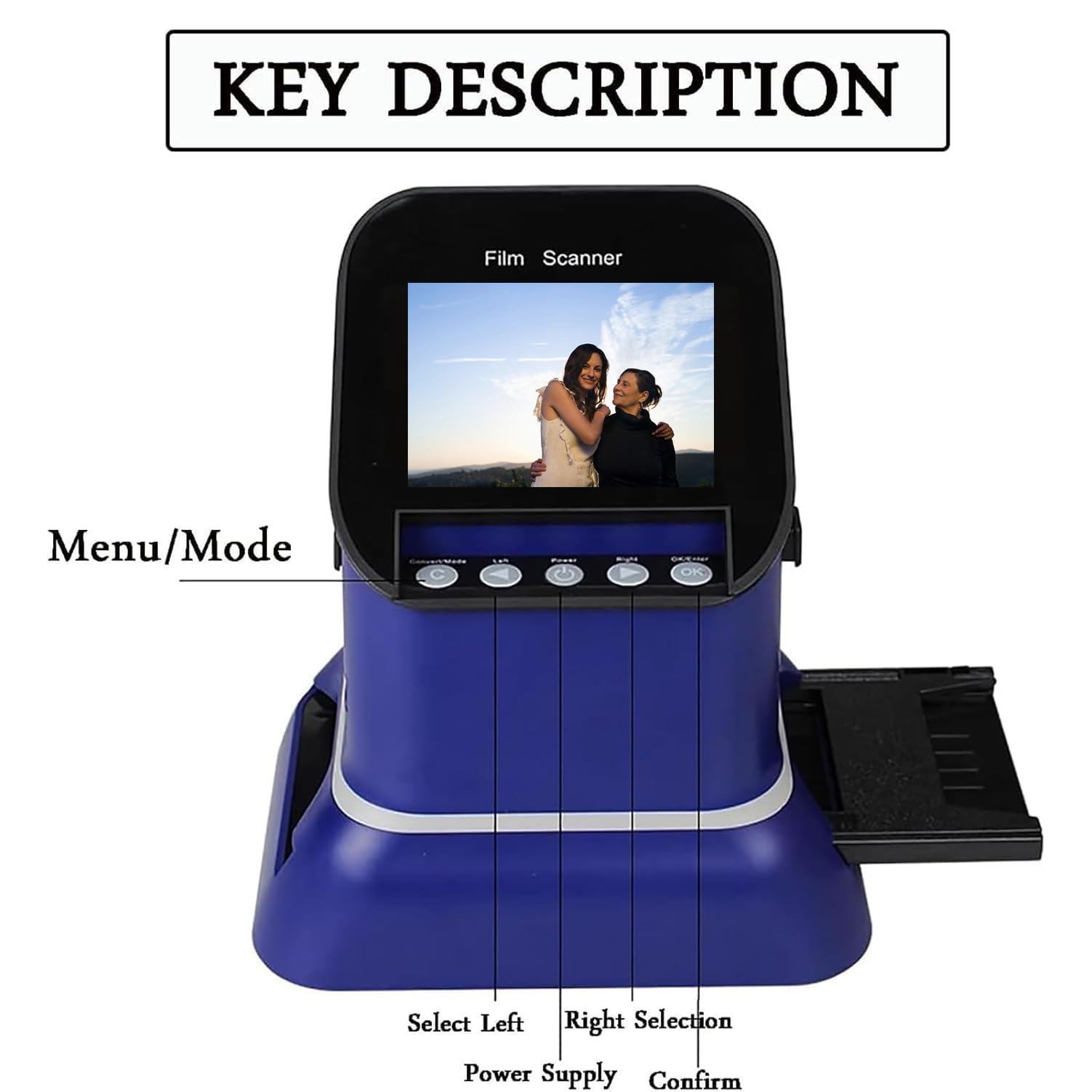 Scanner per pellicole digitali, Scanner per Negativi, Scanner per pellicole digitali con Display LCD, Scanner per Diapositive Compatto, converte Negativi e Diapositive da 35 mm, 135, 126, 127 in JPE