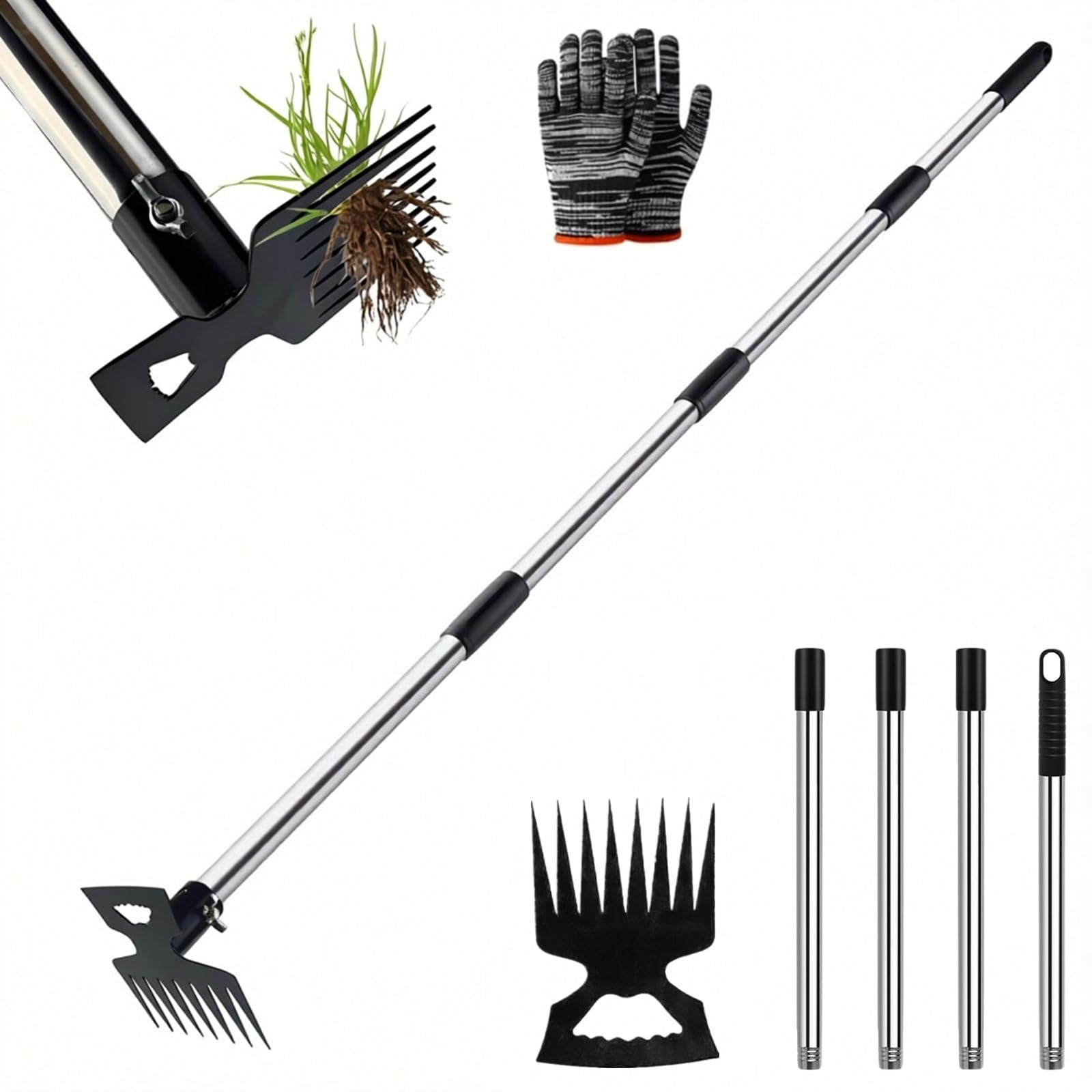Seruno X Weed Remover Tool 2 in 1 Weeder Rake Hoe Combo