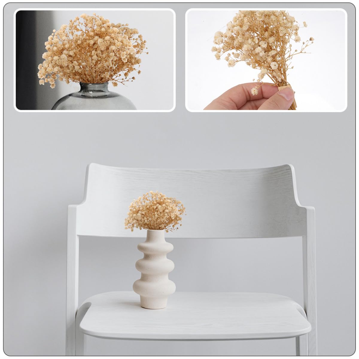 Housoutil Babysbreath Bouquet Delicati 10 Mazzi di Fiori Secchi Realistici Beige senza Manutenzione Decorazione per Tavoli e Davanzali per Casa e Caffè