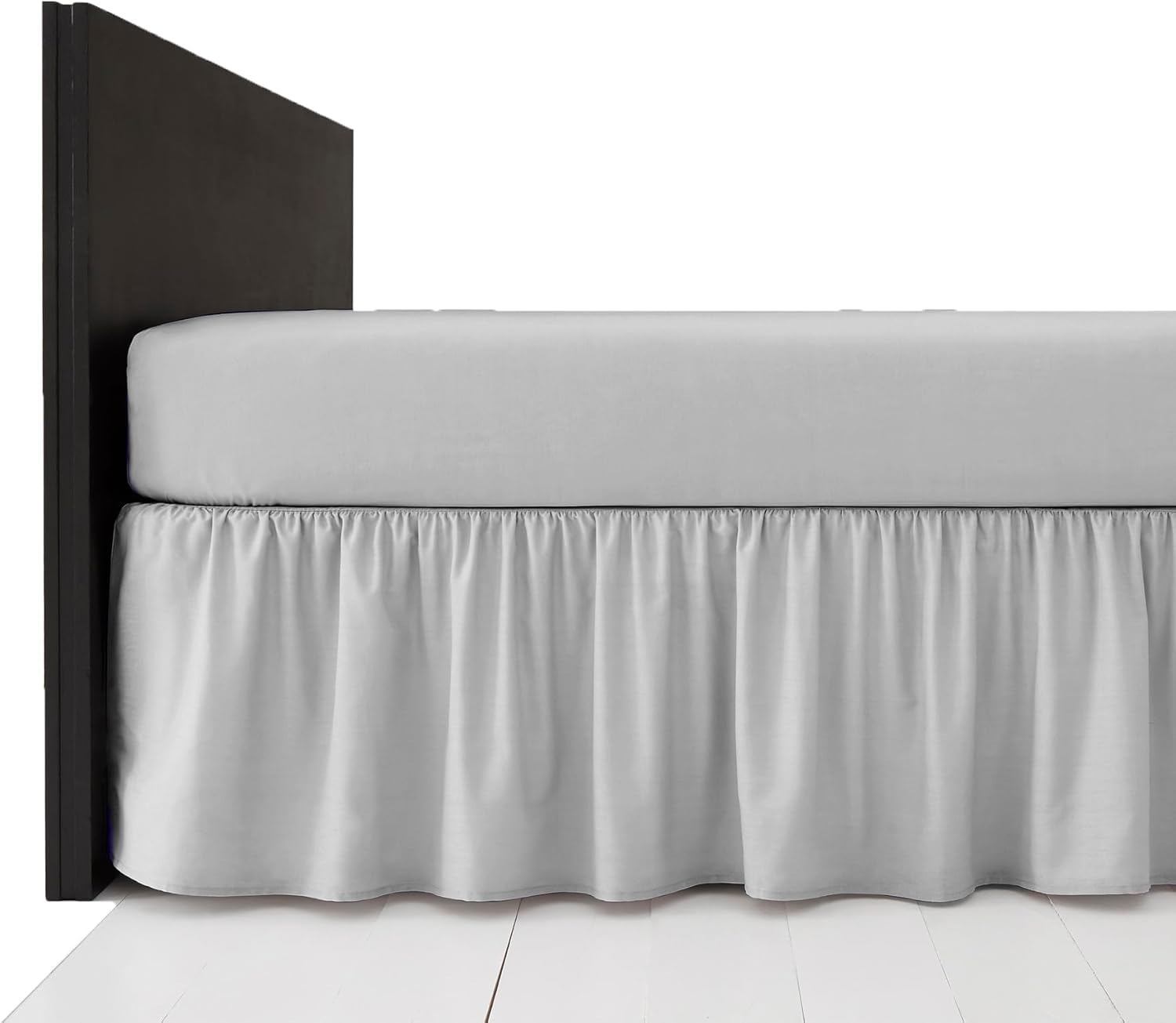 Polycotton Platform Base Valance Sheet – Extra Deep 16” Frill – Under Mattress Bed Skirt, Durable Easy Care, Wrinkle Resistant Bedding (Silver, Single)