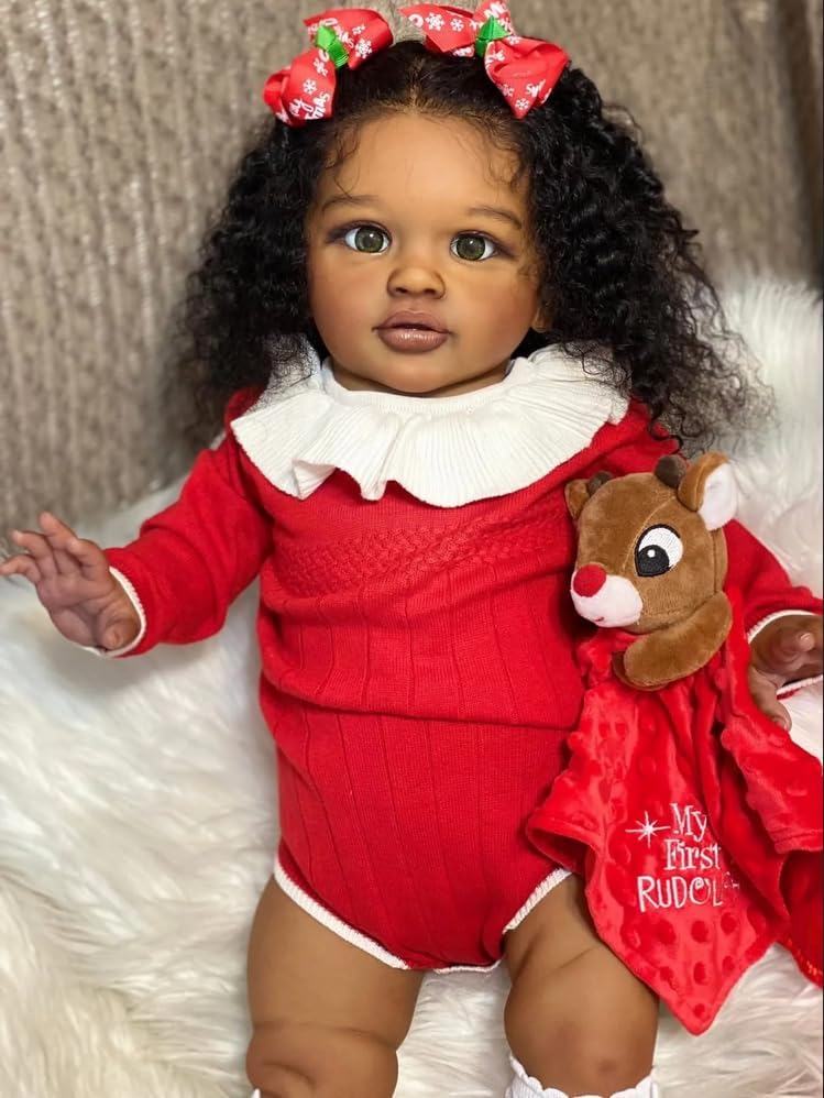 RXDOLL African American Reborn Baby Dolls Toddler Girl 26 Inch Big Size Reborn Toddler Black Doll Girls Cloth Body Realistic Baby Dolls that Look Real Silicone Babies