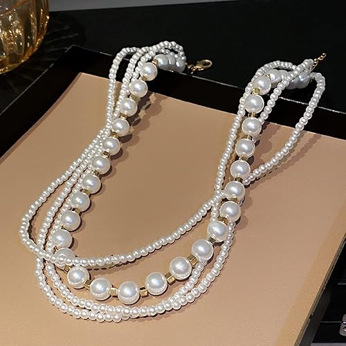 Miniatura 5 de Gargantilla corta de 4 niveles con borlas de perlas multicapa para novia, accesorios para mujer, Metal