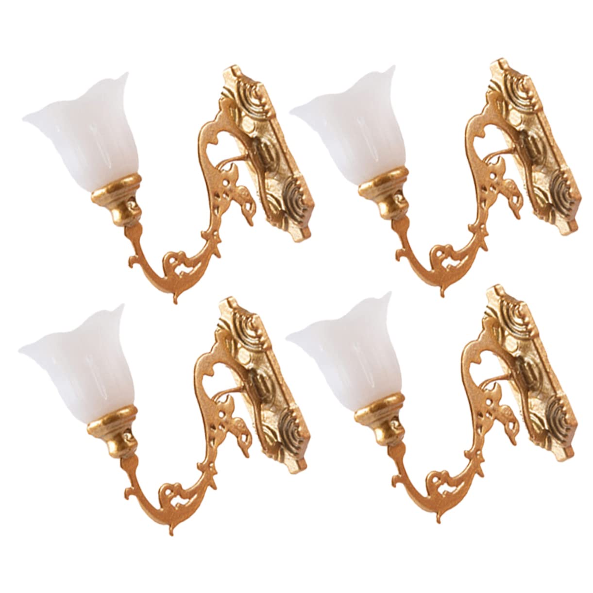 4 Mini Lampade Da Parete Dorate Per Casa Delle Bambole – Luce Bianca, Scala 1:87, Ideali Per Micro Paesaggi E Tavoli Di Sabbia