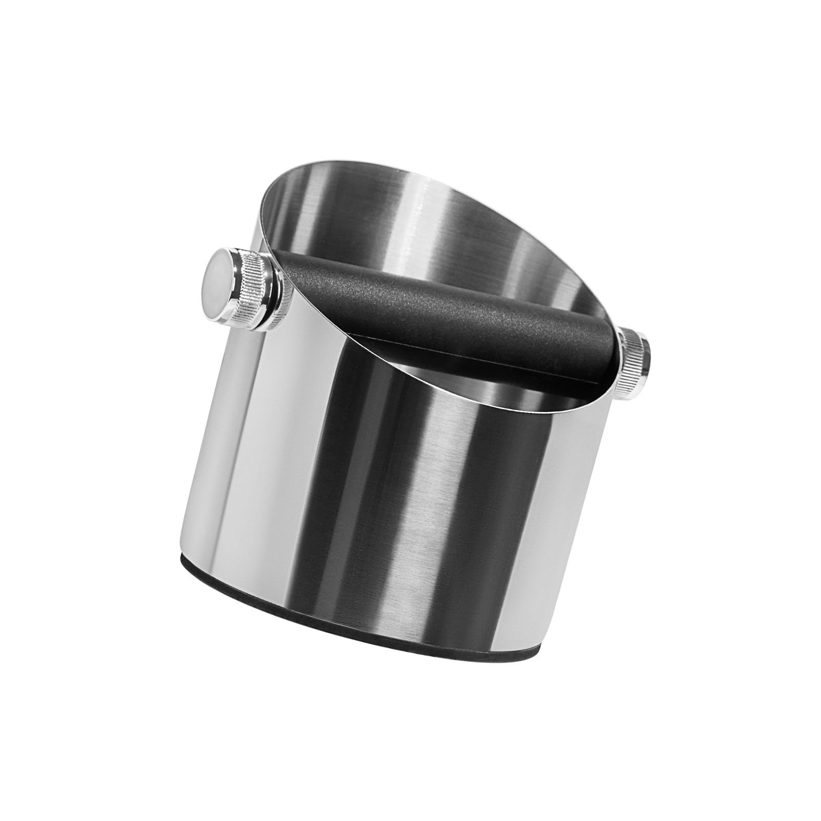 Buxuaaaa Extra Large Capacity Coffee Waste Holder Featuring Grip Base and Sound Reducing Silicone Covered Tamper Duty Stainless Steel Coffee Waste Bin