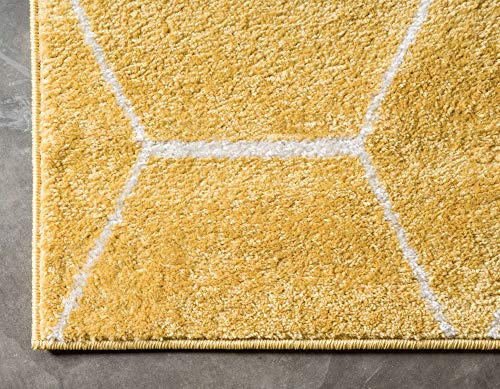 Tapete decorativo geométrico 5'1" x 8' amarillo marfil miniatura 6