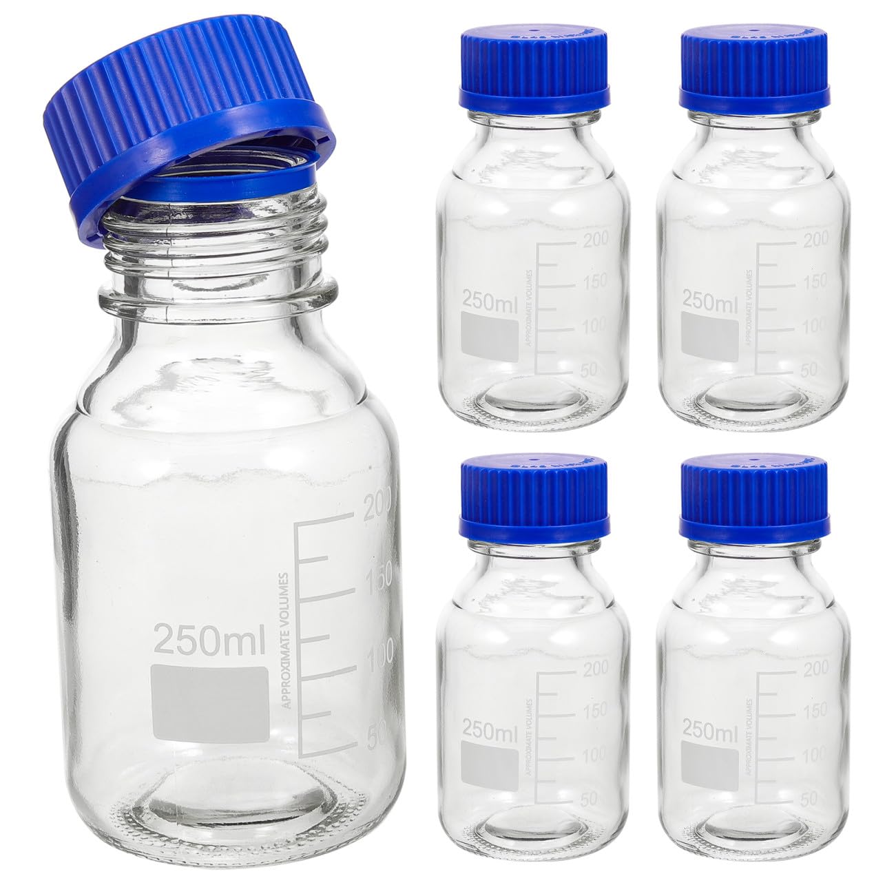 UKCOCO 4piezas Frascos De Vidrio Para Reactivos Frascos De Almacenamiento De Vidrio Graduados Con Tapas De Rosca Transparentes Para Laboratorio o Farmacia