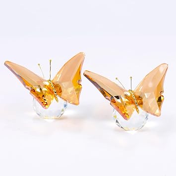 Arikyrist 2 Pcs Golden Crystal Butterfly Figurine Gifts for Women Girls | Glass Butterfly Statues, Collectible Animal Figurines Ornaments Paperweights, Office Table Home Decor, on Christmas Birthday