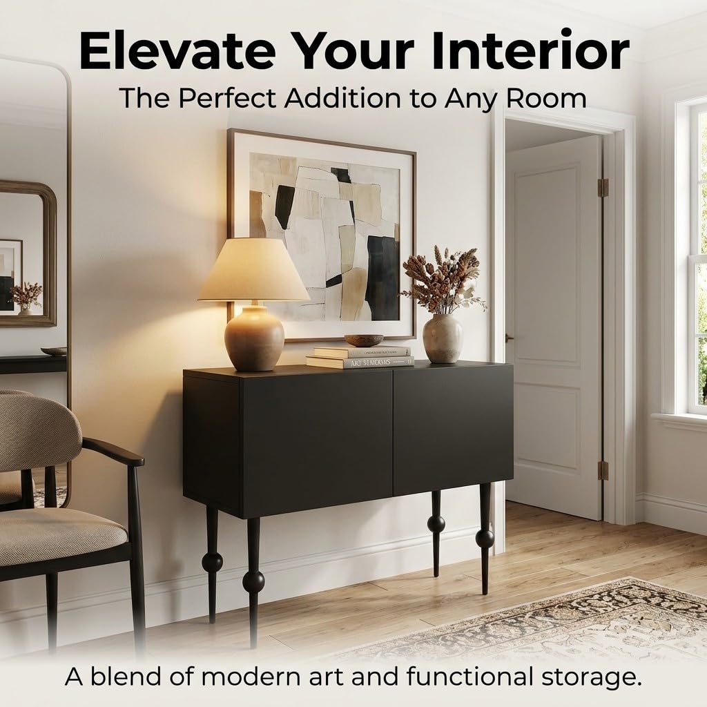 Aparador de Salón 3 Puertas, Mueble Auxiliar Moderno con Estante