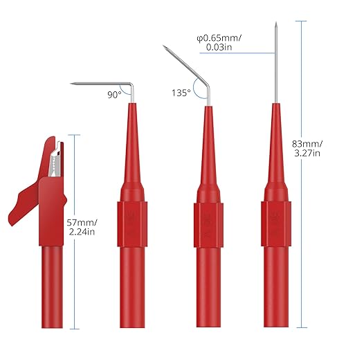 Miniatura 2 de CAMWAY 25 cables de prueba de sonda trasera, 15 pines de sonda trasera y 5 clavijas de plátano a clip de cocodrilo, 5 clips de cocodrilo para