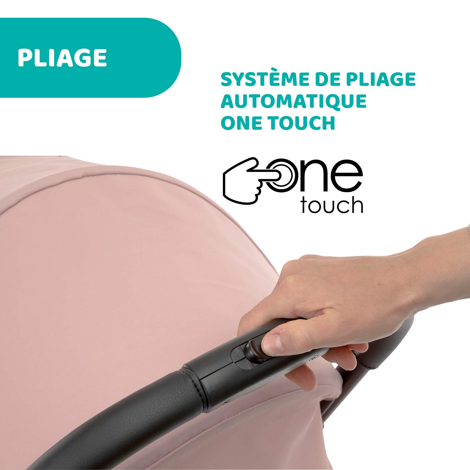 Chicco Cheerio Poussette Canne Bébé Compacte de 0 à 15 kg, Ultra Légère, Pliable et Inclinable avec Position Sommeil, Fermeture Automatique, Pare-soleil et Habillage Pluie, Blossom