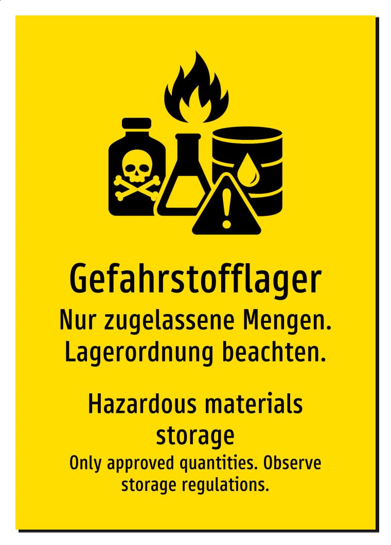 61196-DEEN-S-13 | Gefahrstofflager Schild Deutsch Englisch – zweisprachig