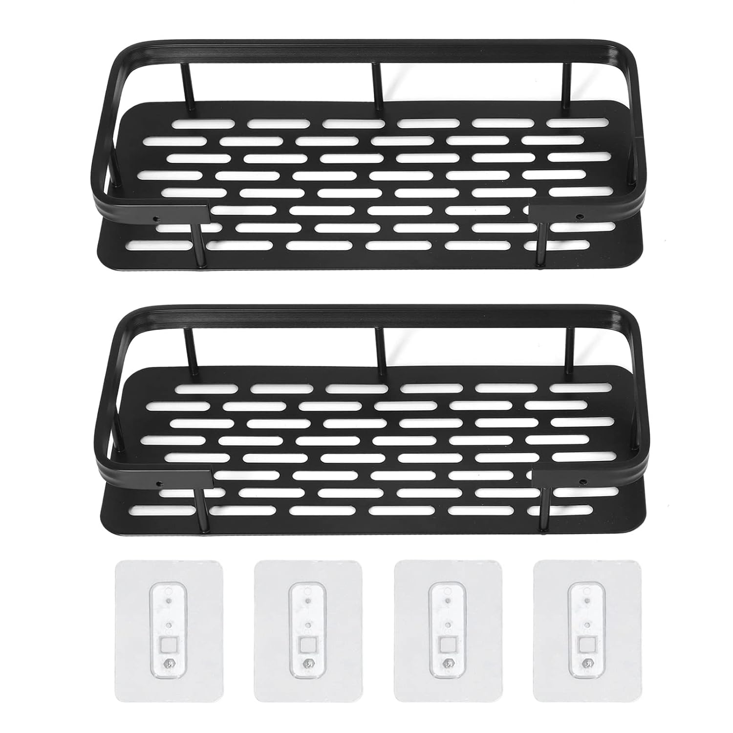 2PCS Shower Caddy Organizer Rack Self Adhesive Bathroom Organizer with Large Capacity No Drilling Bathroom Storage Racks for