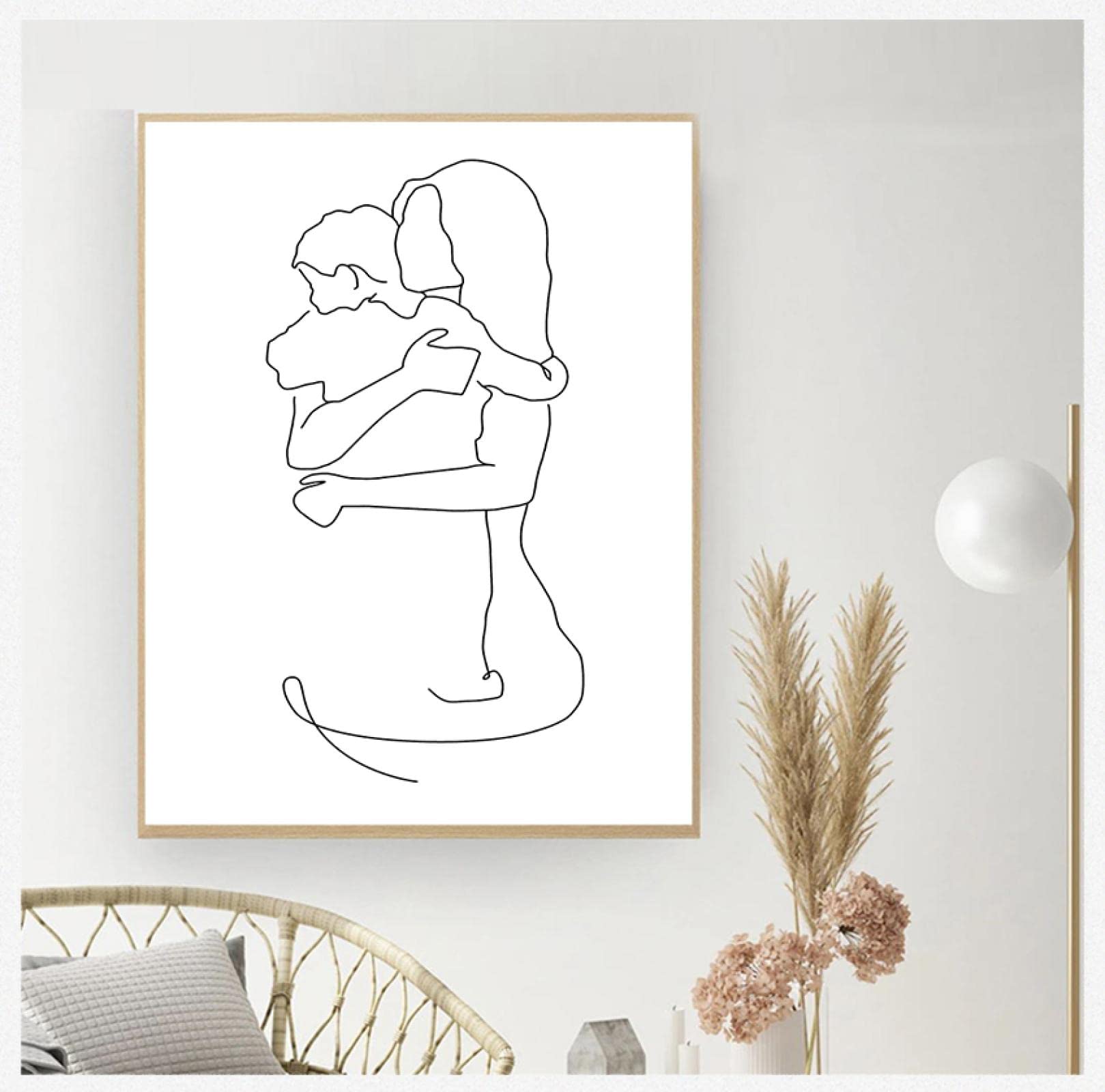Rumlly Minimalistyczna abstrakcyjna sztuka ścienna druk na płótnie malarstwo nowoczesne dekoracje obrazy matka i córki syn linia rysunek plakaty artystyczne 70 x 100 cm z ramą