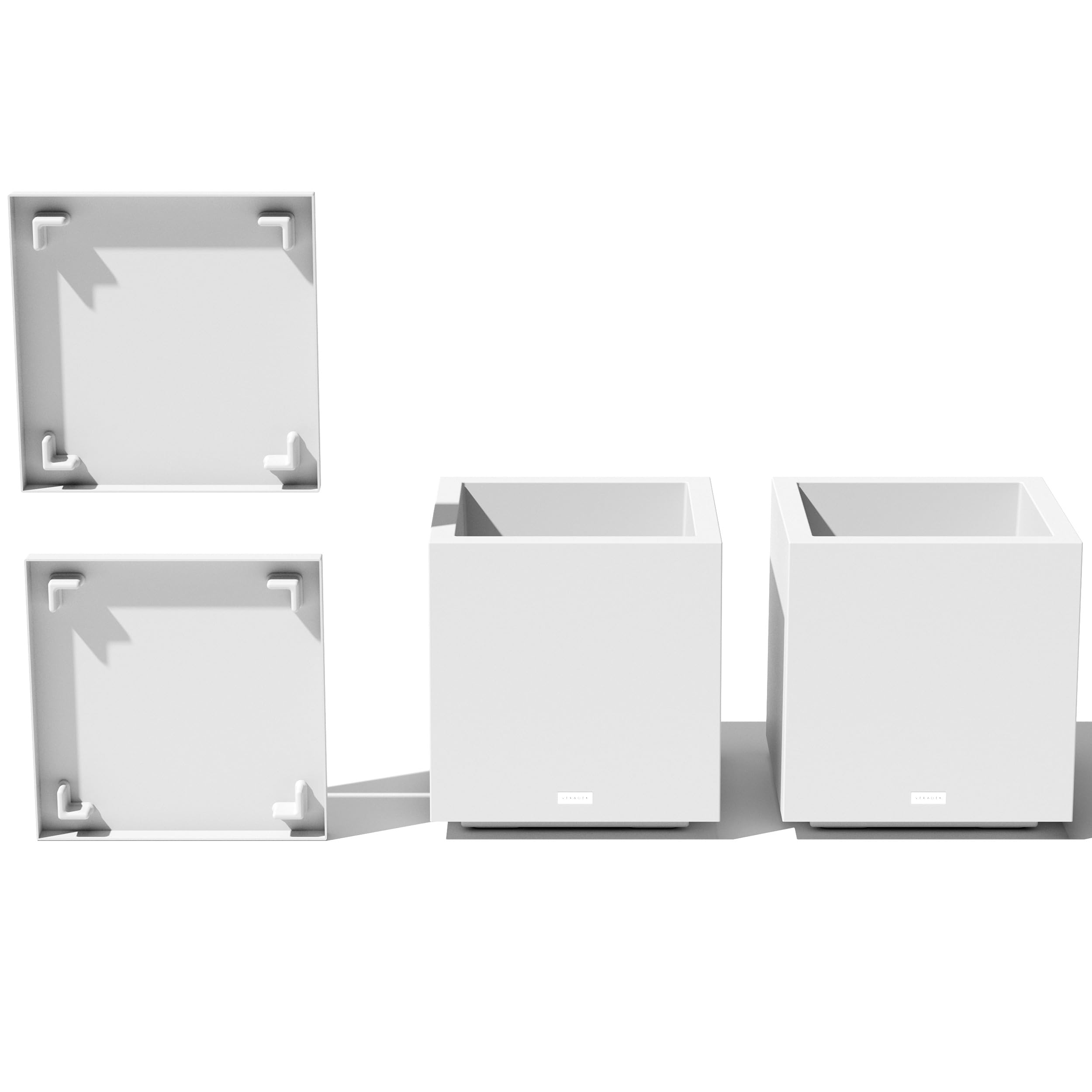 Veradek Block Series Cube Planter &amp; Drip Tray - Square Outdoor Planter Set
