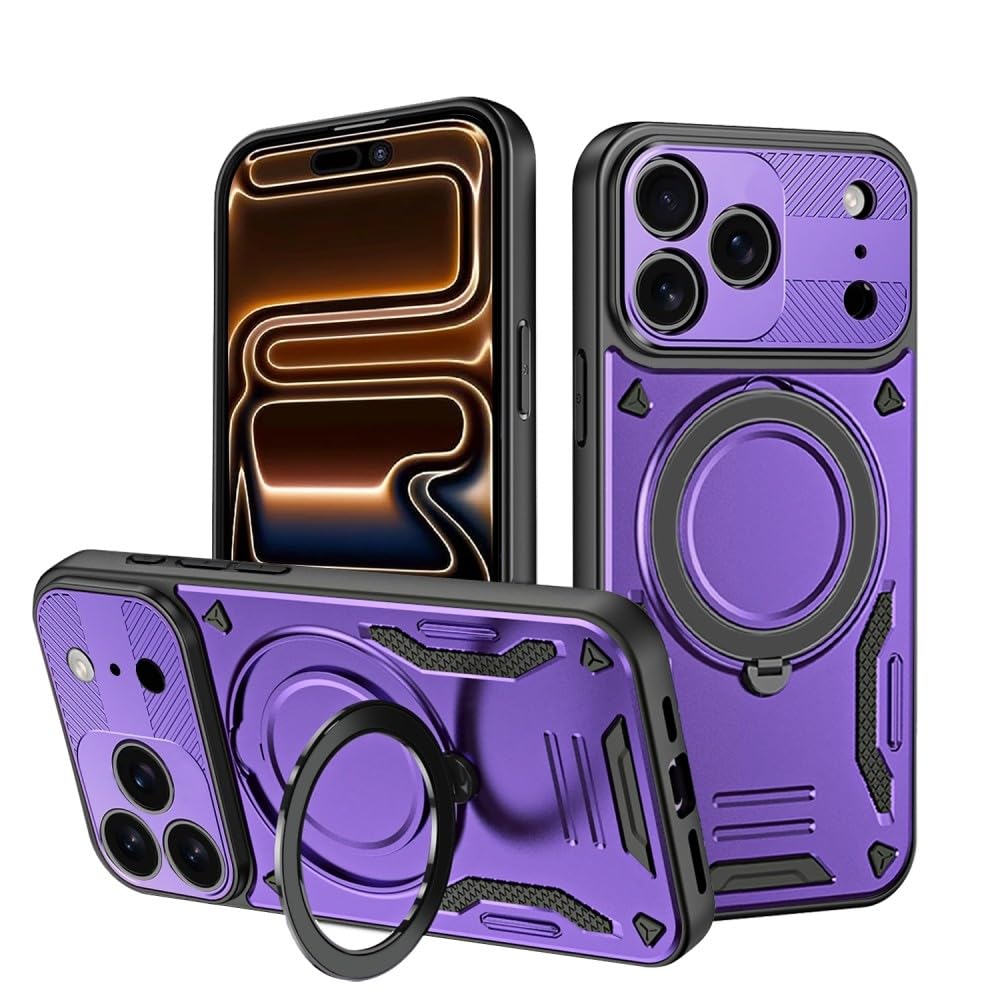 Coque iPhone 15 antichoc violette béquille silicone durable - 8