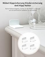 NETONDA Bútor Dőlésgátló Gyerekbiztonsági Készlet - 4 db Fehér Műanyag Rögzítő Elem Szekrényekhez, Fúrás Nélküli Bababiztonsági Megoldás 2