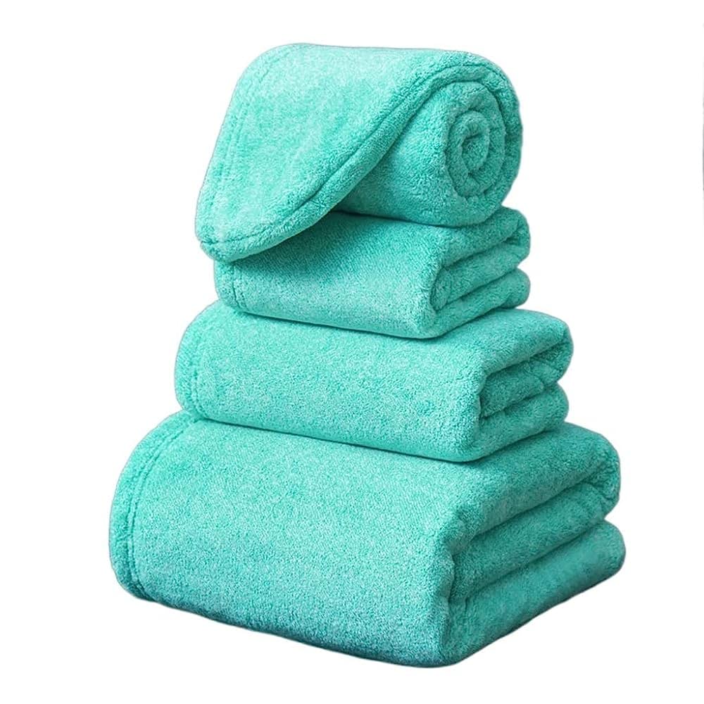 Toallas de secado rápido en set de 4 piezas para el cuidado de la cara y el cabello