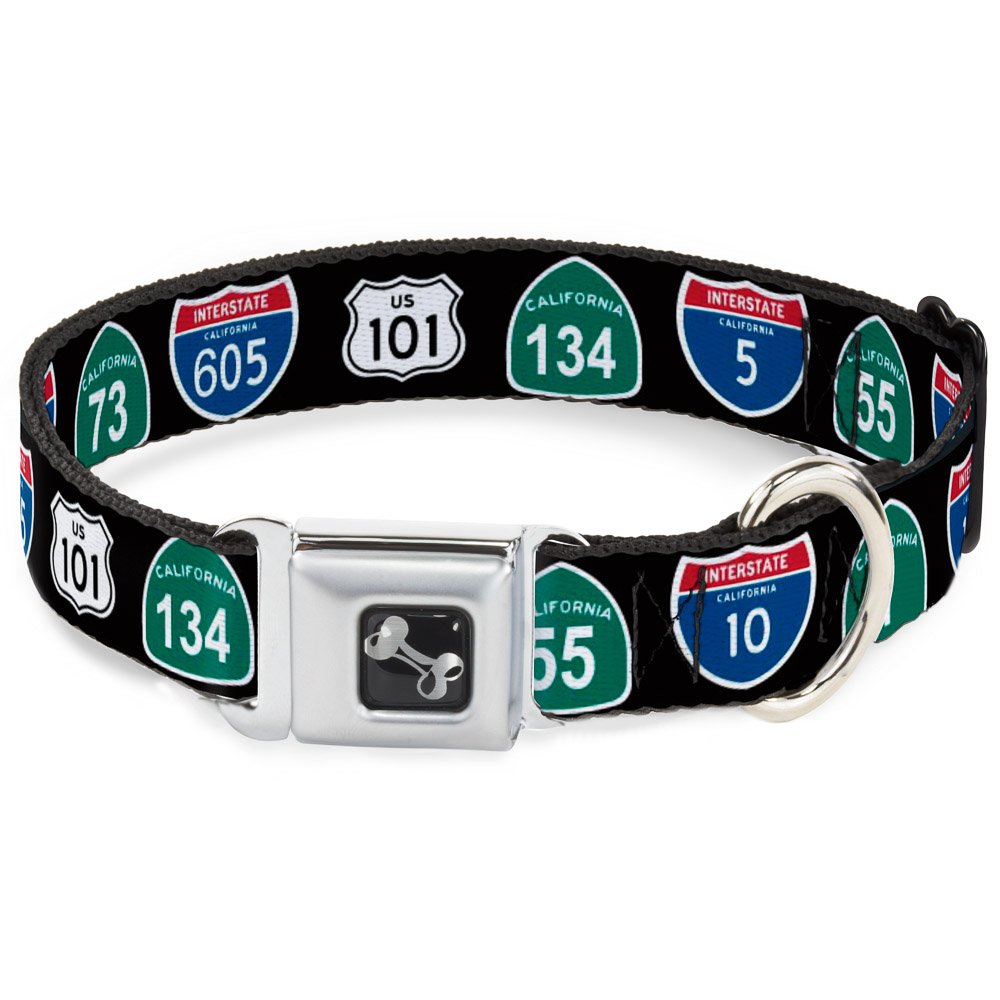Collier de chien en os noir Buckle Down réglable pour éviter les fuites lors des promenades