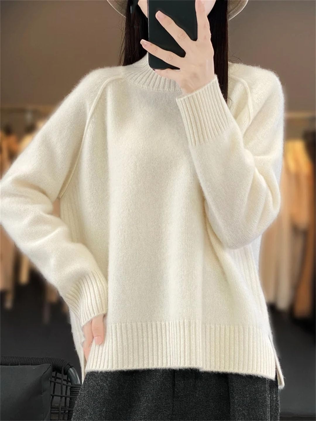 Maglione Dolcevita da Donna Autunno Inverno Pullover Spessi Maglieria Solida in Lana Top Basic Femminili