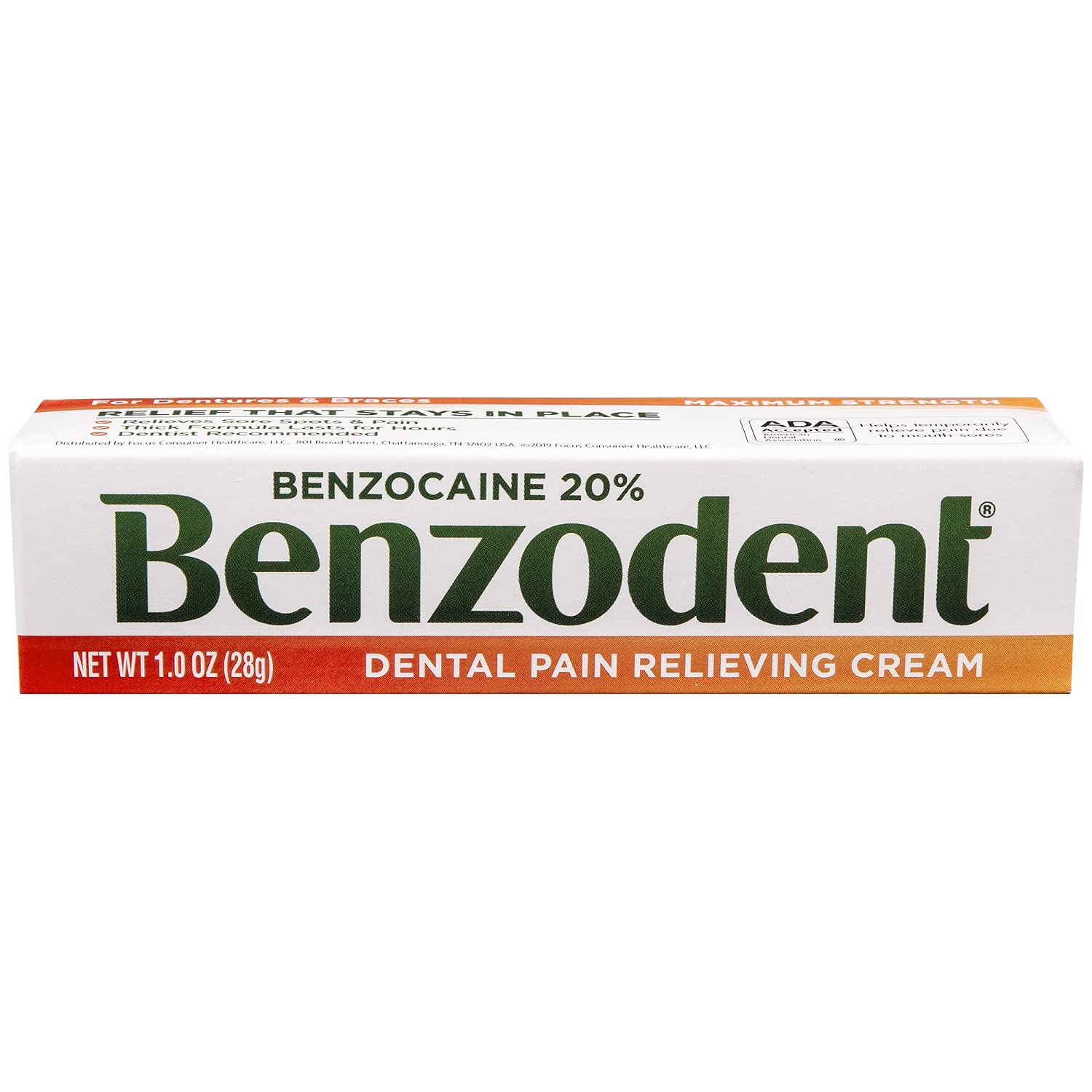Benzodent Dental Pain Relieving Cream Topical Anesthetic, 1 Ounce Tube