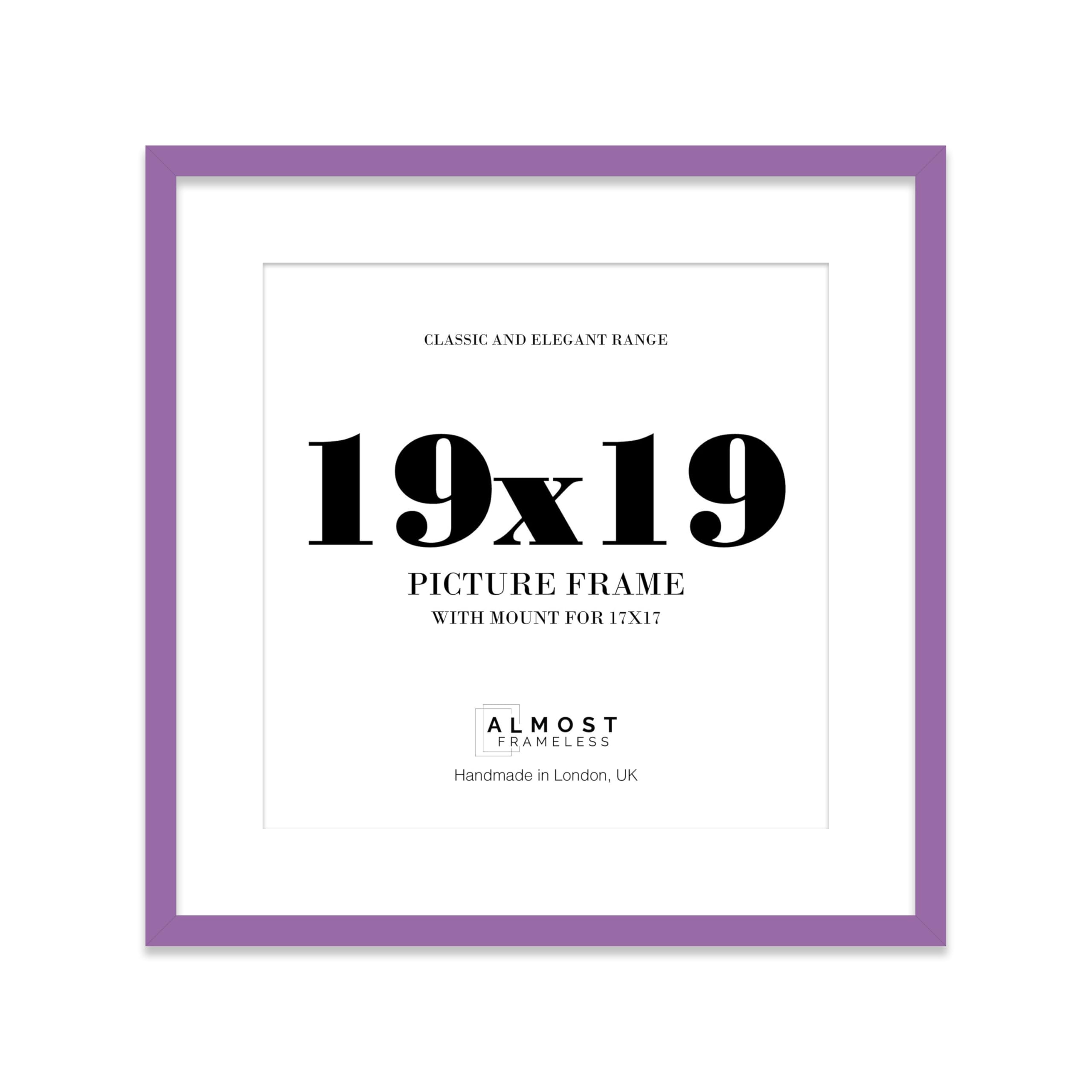 19x19 Purple Picture Frame with Mount for 17x17 Photos, Prints - Modern Square Wall Frame, 1 Pack