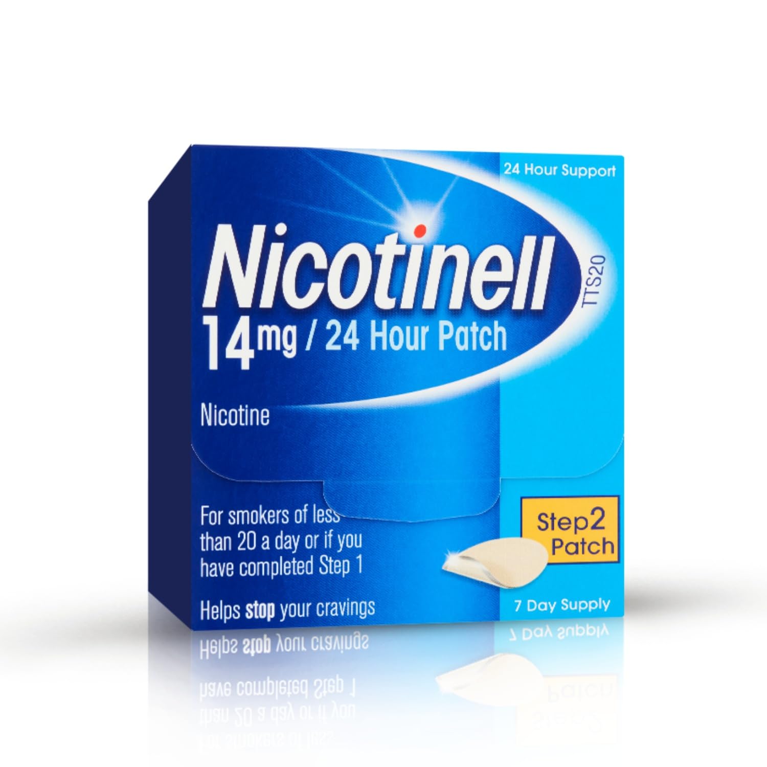 Nicotine 14mg Patch (Pack of 7), Nicotine Patches, Stop Smoking Aid, 24h Craving Control, Step 2 for Moderate Smokers, Quit Smoking Aid