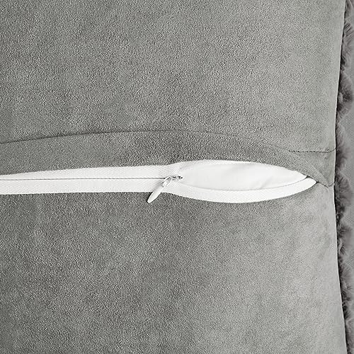 MIULEE 2er Set Kissenbezug 30×50cm Breitstreifen Plüsch Grau – Ansicht 7