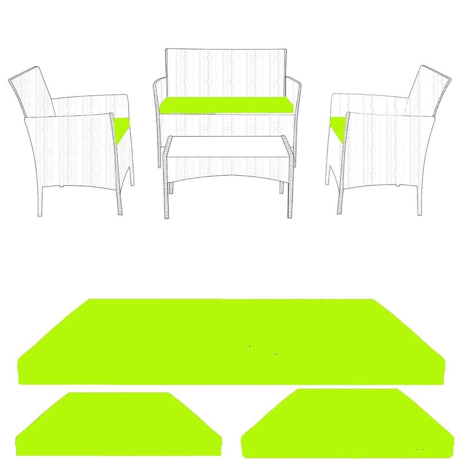 Foam & Upholstery Warehouse 3-Piece Water-Resistant Replacement Cushion Set for Rattan Sofa & Chairs - Durable, Lightweight Outdoor Patio & Garden Furniture Padding (Lime Green)