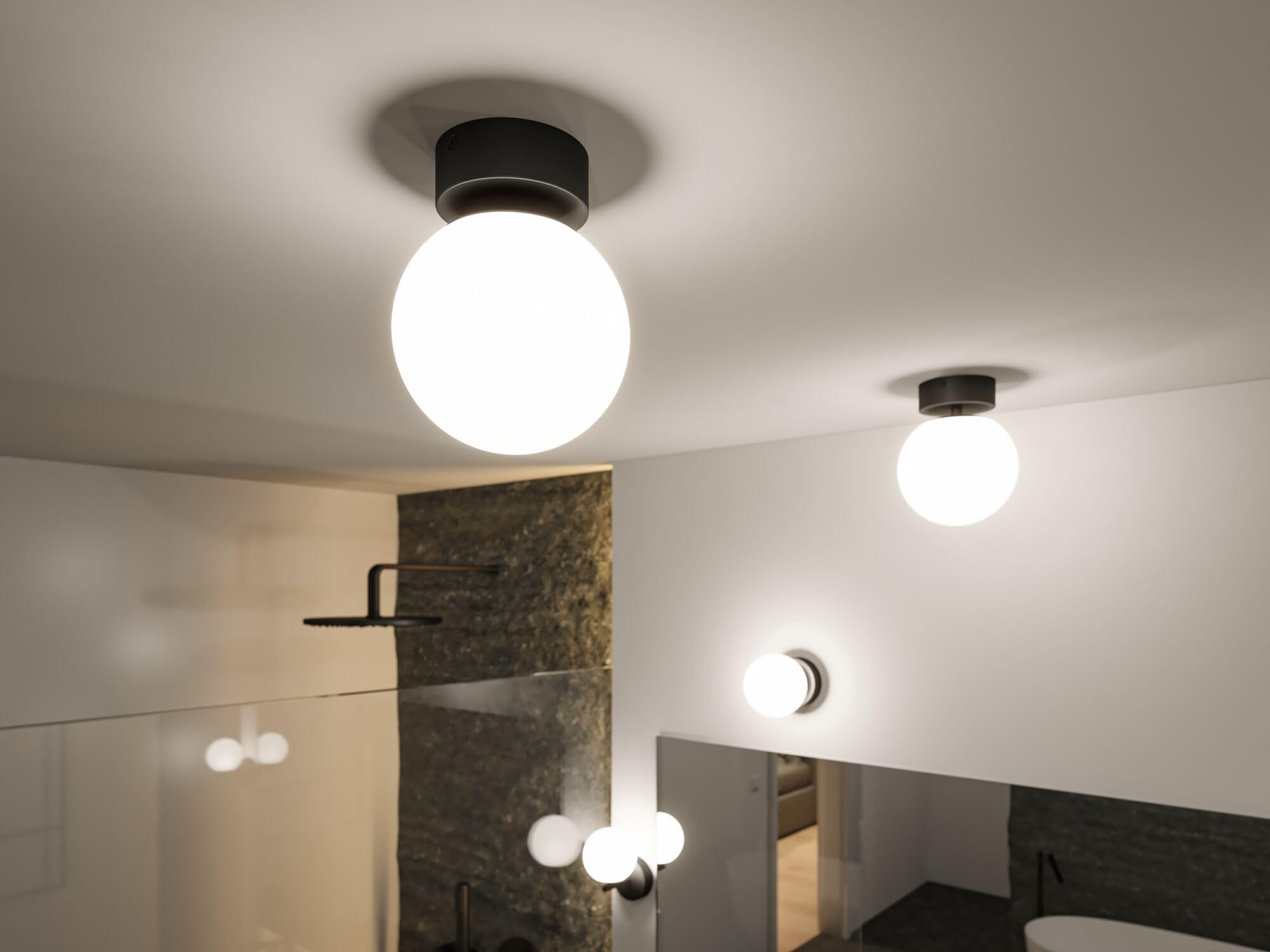 Paulmann 71071 plafonnier LED Selection Bathroom Gove IP44 3000K 400lm 230V 5W Noir mat, Satin luminaire de salle de bain