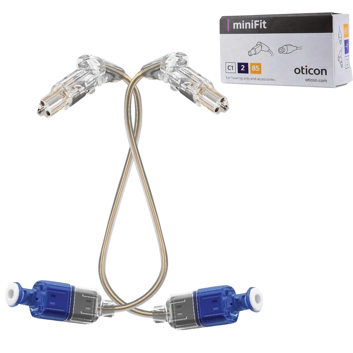 Oticon Hearing Aids for Wire, MiniFit Receiver Type 85 Size 2 Left Blue - OEM Hearing Aid Replacement Parts Compatible with Oticon, Bernafon Hearing Aid Accessories-1PCS