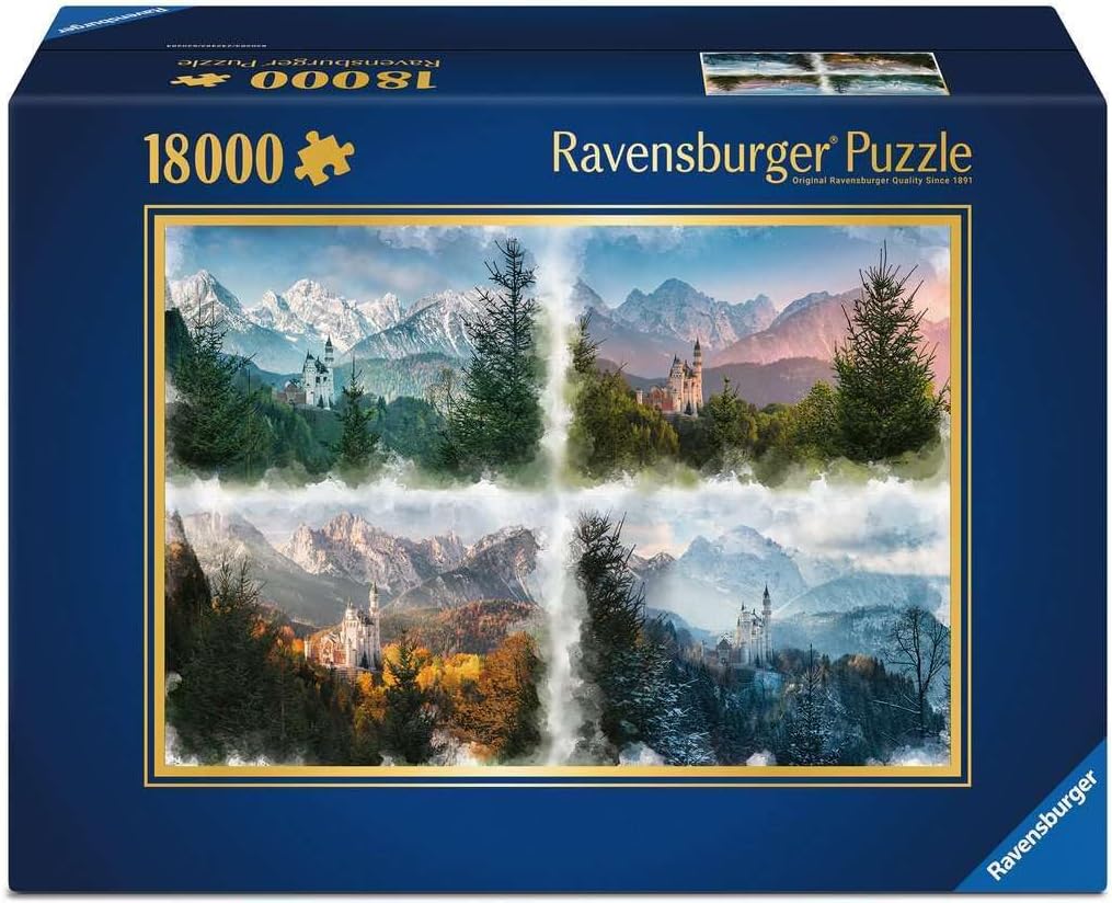 Ravensburger Neuschwanstein Castle Through The Seasons Jigsaw Puzzle - 18,000 Piece Adult Puzzle | Handcrafted Precision | Durable Blueboard | Perfect Interlocking Fit | Climate Pledge Friendly