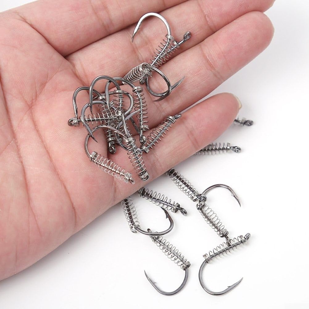 Ami da pesca con esche a molla, porta attrezzatura da pesca con gabbia in acciaio al carbonio per pesca in mare e acqua dolce, 20 pezzi, dimensioni scatola 4#-10#