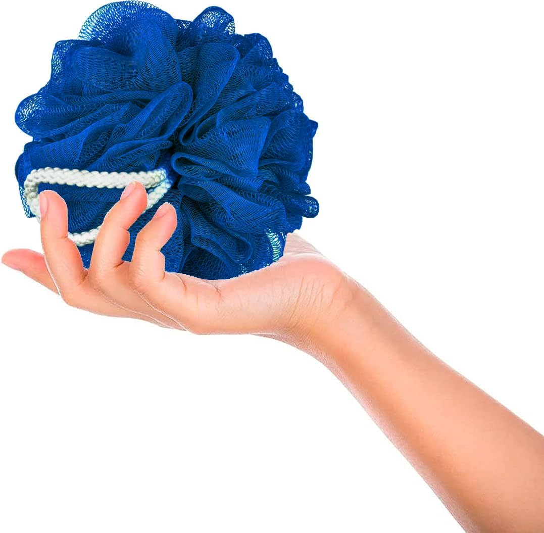 DecorRack Loofah Shower Bath Sponge 60g, Random Color Mesh Pouf Body Bathing Shower Scrubber Loofa Sponge, 1 Loofah of Random Color (1 Pack)