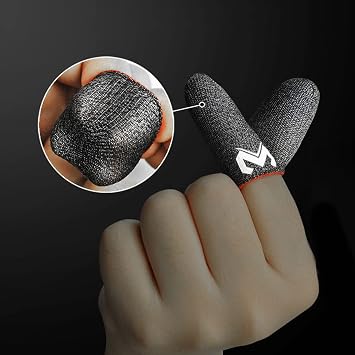 Touch Screen Fingertip Gloves 1 Pair MEMO Finger Sleeve Breathable Sensitive Sweat-Proof Faux Silver Fiber Gaming Finger Cover for PUBG Mobile Game Fingertip Sweat-Proof Gaming Finger Cover