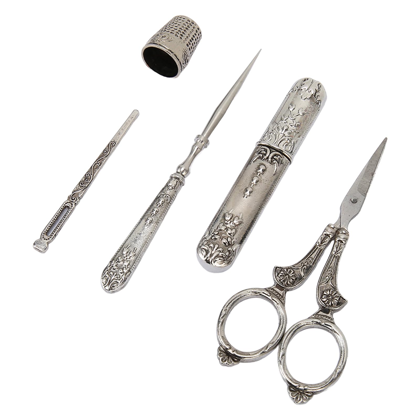 Juego de Tijeras de Coser, Estuche para Agujas, Herramientas de Costura DIY para Bordado, Estuche para Manualidades de Punto de Cruz, Perforador y Enhebrador para Almacenamiento