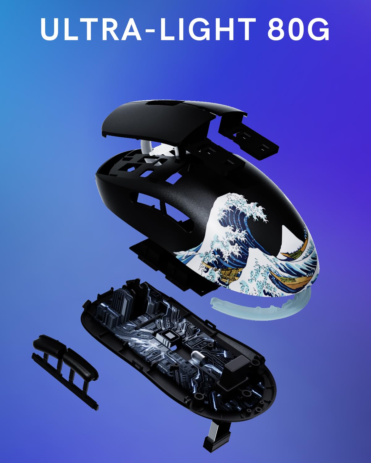 G57 Kabellose Gaming Maus, 8000 DPI 80g 2.4G/Bluetooth/USB-C Wiederaufladbare Kabellose Maus mit 5 Programmierbaren Tasten für PC/Mac, Schwarz