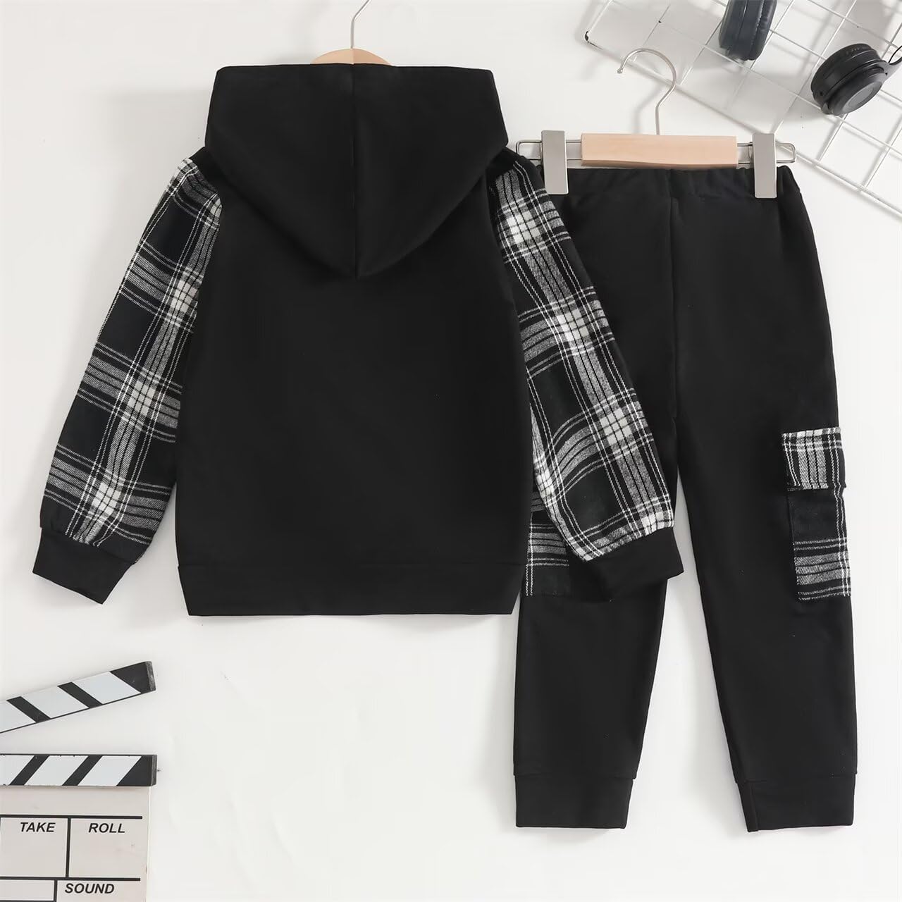 Toddler Baby Boy Clothes Plaid Long Sleeve Hoodie Sweatshirt + Pants 2pcs Boys Outfit Set - Image 6