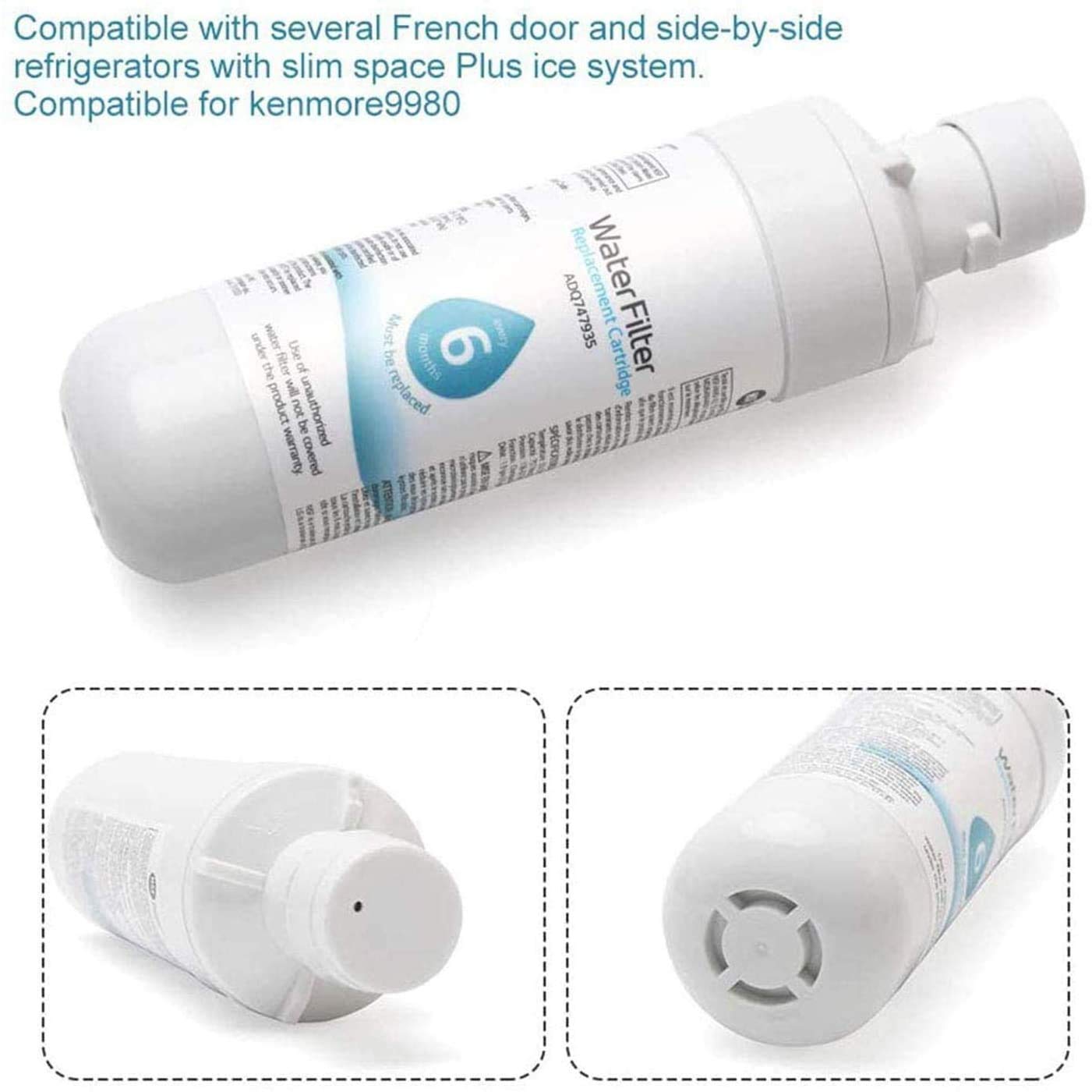 QSSQ ADQ747935 Filtre à Eau Réfrigérateur - Lot 3 Pièces Compatible LT1000P