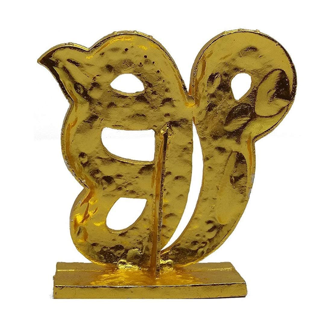 Ek Onkar & Om Symbols - Golden Religious Showpiece -2