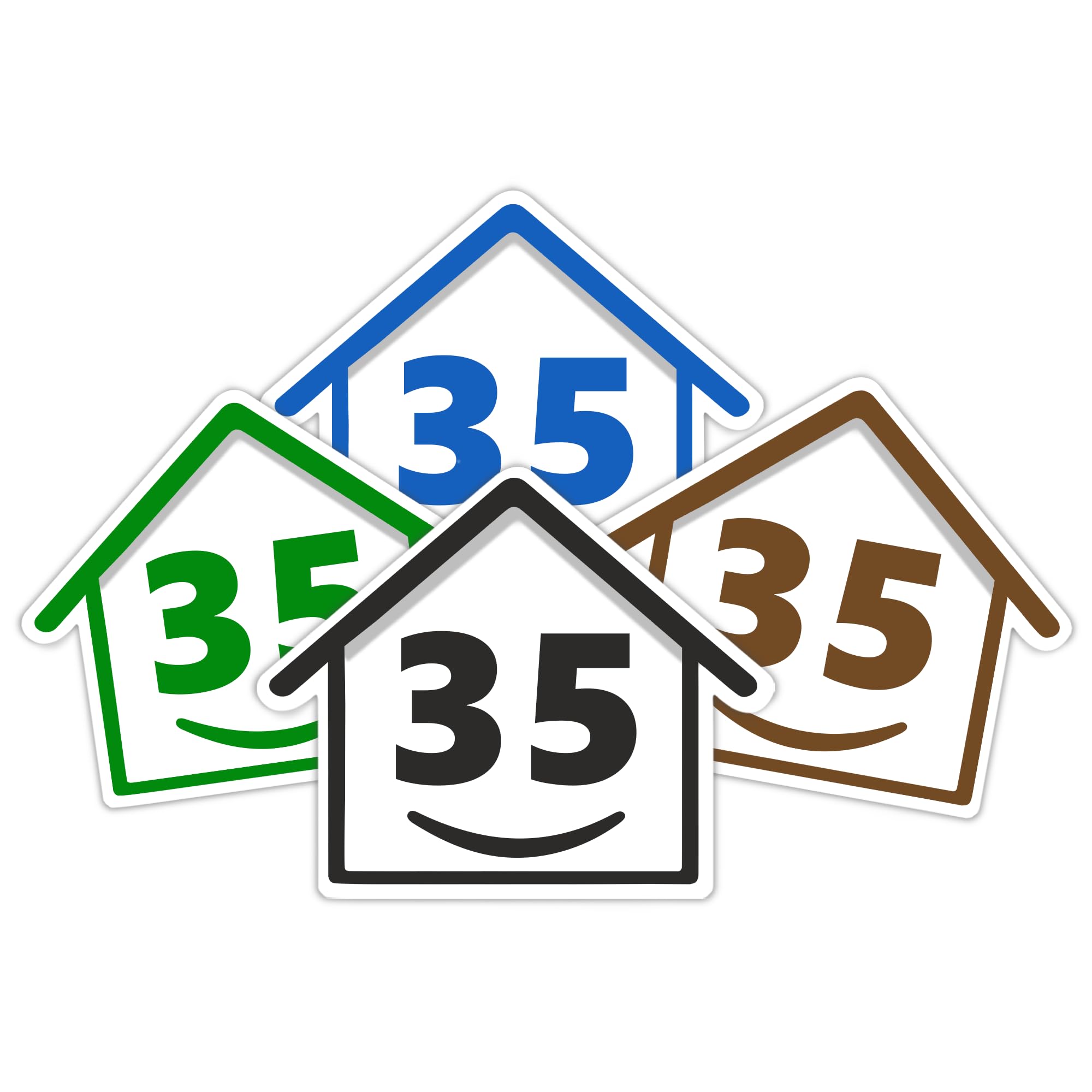 4 x Bin Numbers for Wheelie Bins, 1-99, 15cm ‘Happy House’ Colour Design Dustbin Stickers, Easy Application Stick On Number Stickers - Weatherproof Self Adhesive Vinyl – Blue, Black, Green, Brown (25) — view 85