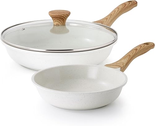 Miniatura 15 de SENSARTE - Sartenes antiadherentes con revestimiento cerámico blanco, sartenes para tortilla, ollas de chef de utensilios de cocina saludables,