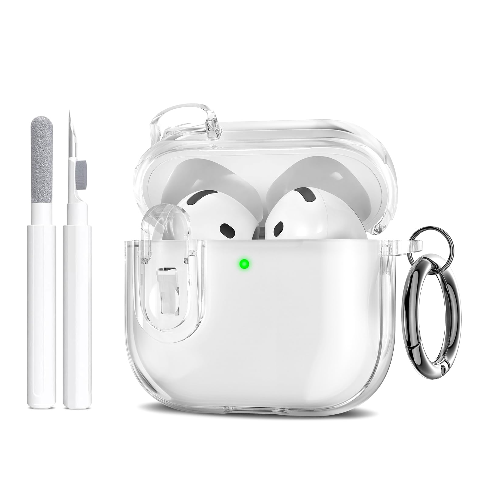 Maxjoy for Apple Airpods 4th Generation Case Cover(2024), Silicone Case with Cleaner Kit & Keychain Compatible with Airpods 4 case for Women,Men