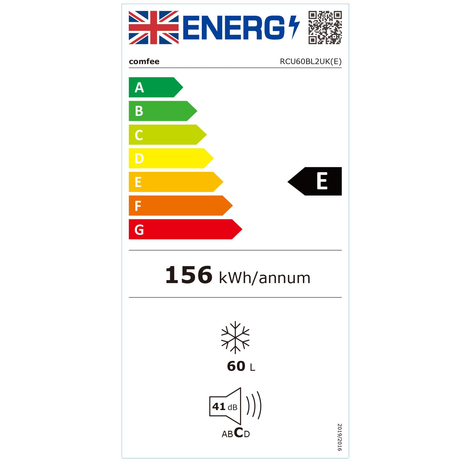 COMFEE' RCU60BL2UK(E) 60 Litre Freestanding Under Counter, 48cm Upright Freezer Adjustable Thermostat, Reversible Door, 4 Star Freezer Rating Drawer, Black — view 11